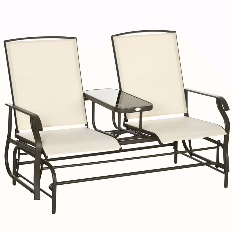 Banc oscillant d'extérieur avec table centrale Outsunny, Beige