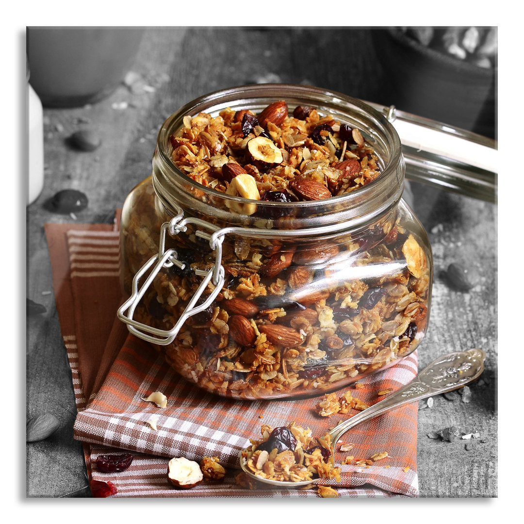 Ungerahmtes Foto auf Glas "Pretty Muesli in Jar"