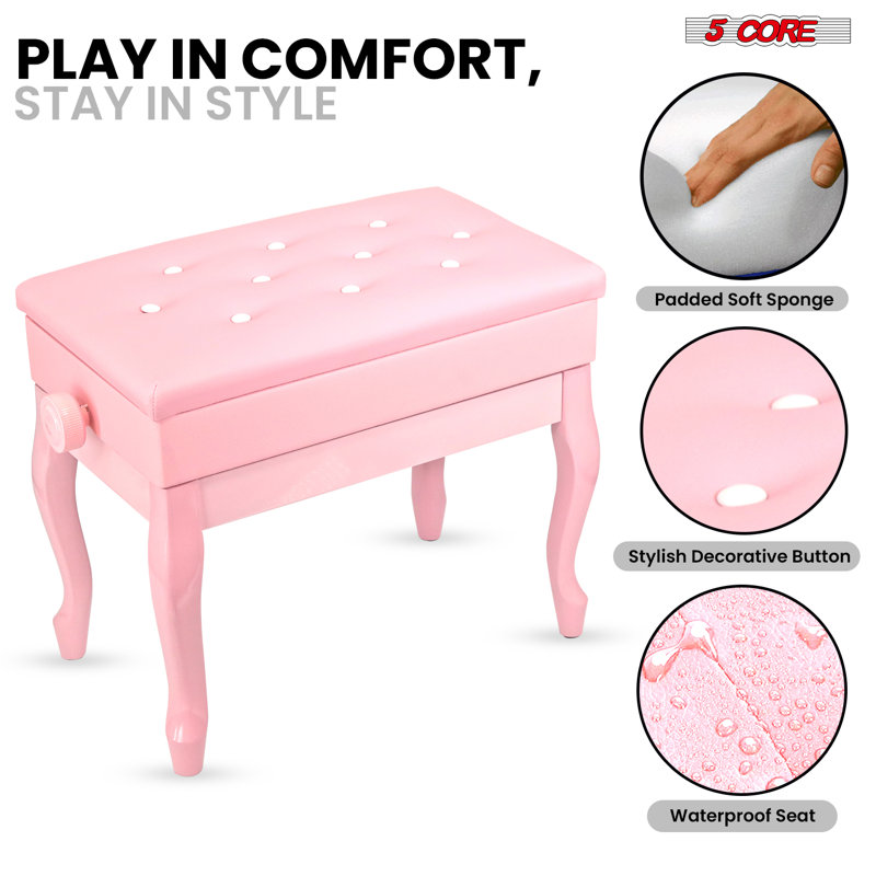 Tabouret réglable en bois 5 niveaux, Rose