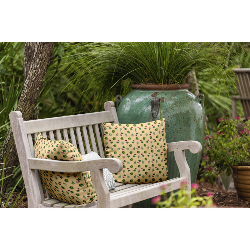 Coussin décoratif floral intérieur / extérieur en polyester, H 20 po x l 20 po, Carré