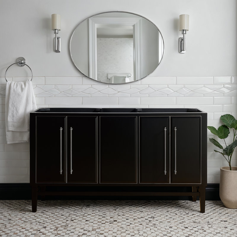 Base de meuble-lavabo double 60 po Ewen, Noir, Satin
