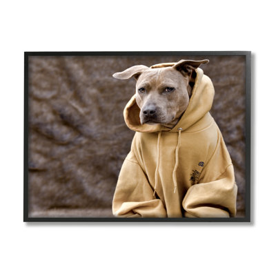 Magnifique chien portant un confortable capuchon jaune, ensemble de giclées, art texturé par Michael Brian