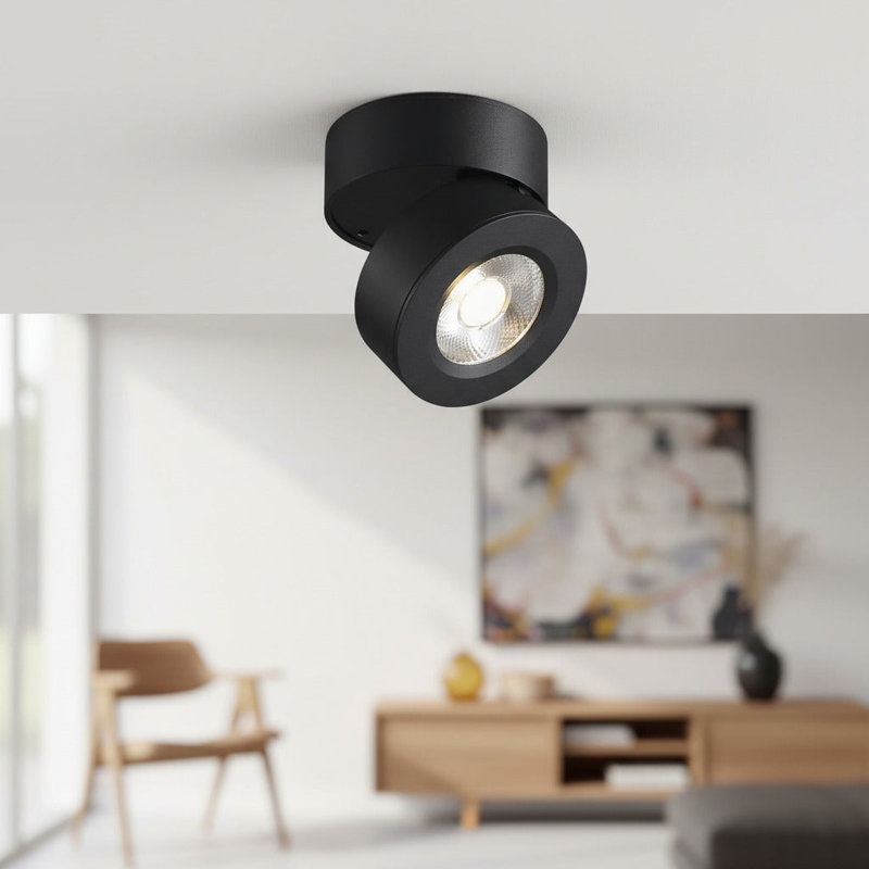 UltraBeam Surface Mounted Adjustable Ceiling Downlight Spotlight, Black, 5.6cm H x 7.5cm W x 7.5cm D