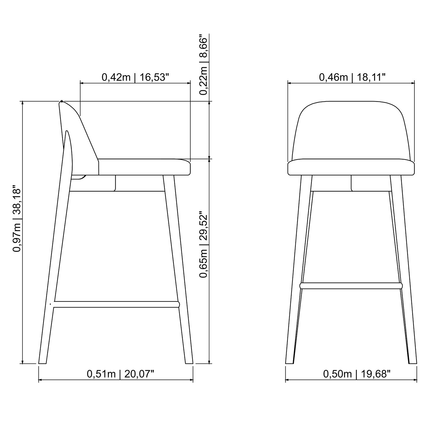 Nikita Bar and Counter Stool, Bar Stool (29.5" Seat Height), Blue Mix,Nogal