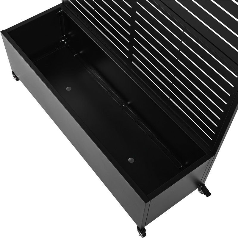 Boîte à fleurs en métal avec treillis et roues Ramesh, H 70,8 po x l 47,2 po x P 15,7 po, Black