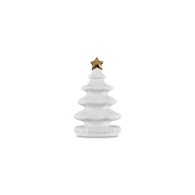 Le Creuset Stoneware  Christmas Tree Pie Vent, White With Gold Star