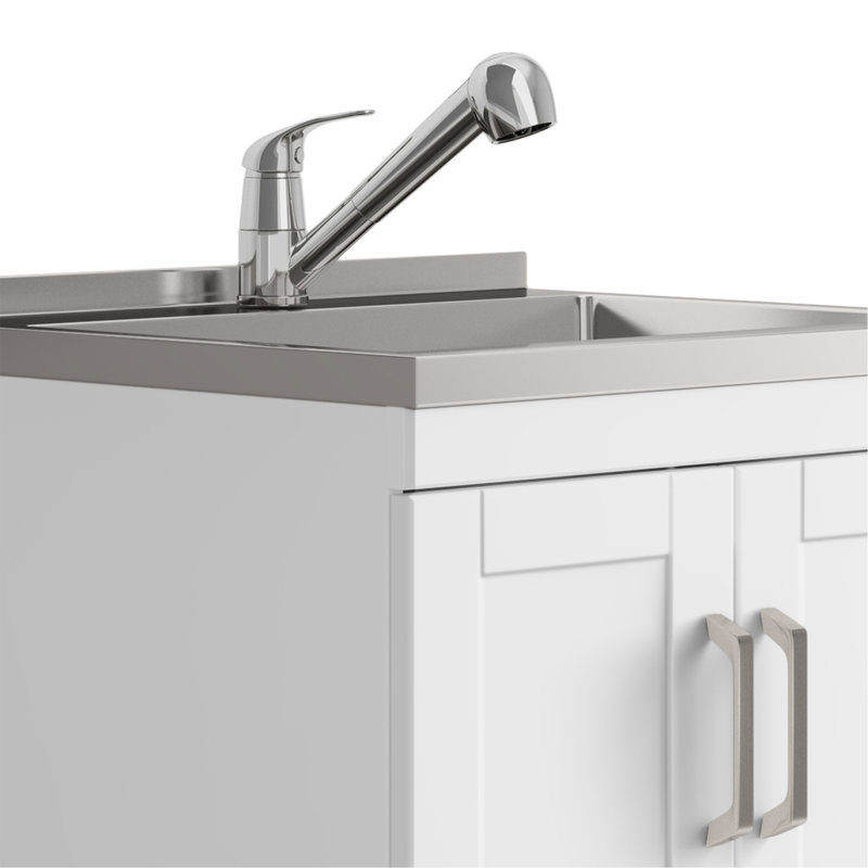 Armoire de buanderie avec robinet et évier en acier inoxydable, L 24 po