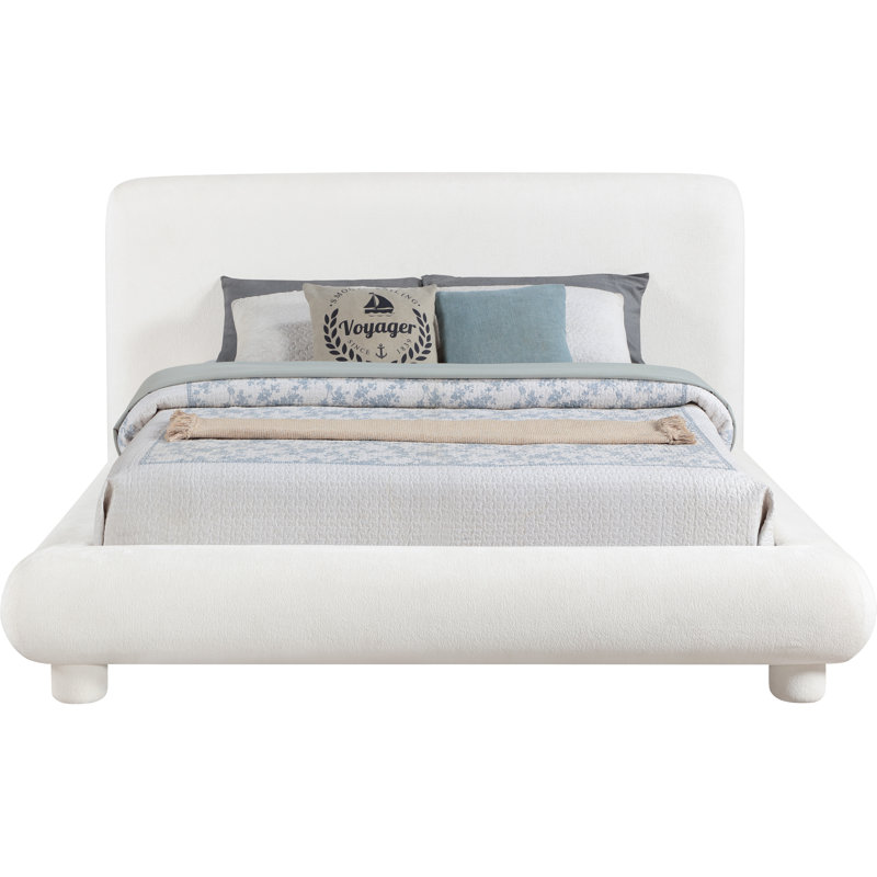 Lit en tissu de chenille Huckstep, Grand, Tissu chenille crème