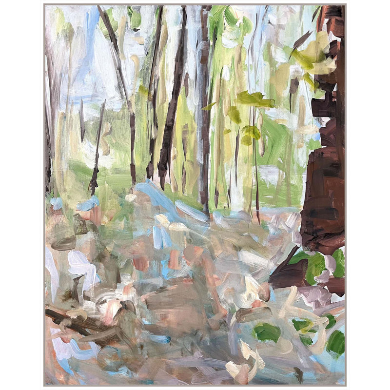 «Blue Jay Lane» par Katie Ré Scheidt, H 23,25 po x l 19,25 po, Cadre flottant blanc