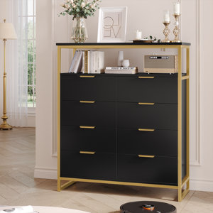 Maci 37.7"W 8-Drawer Double Dresser With Open Shelf