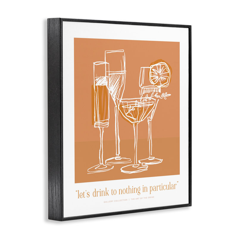 «Orange Drink Toast», estampe numérique giclée encadrée par Designed, H 14 po x l 11 po, Giclée encadrée noir minuit