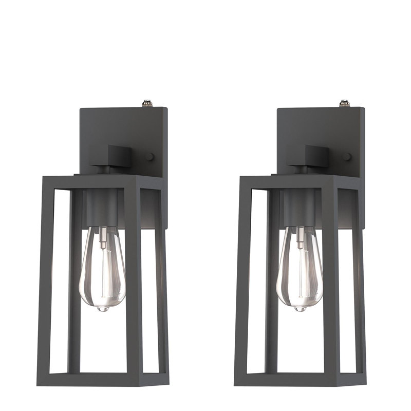 13"H Outdoor Wall Light with Matte Black Finish, 13.9" H x 5.28" W x 6.65" D