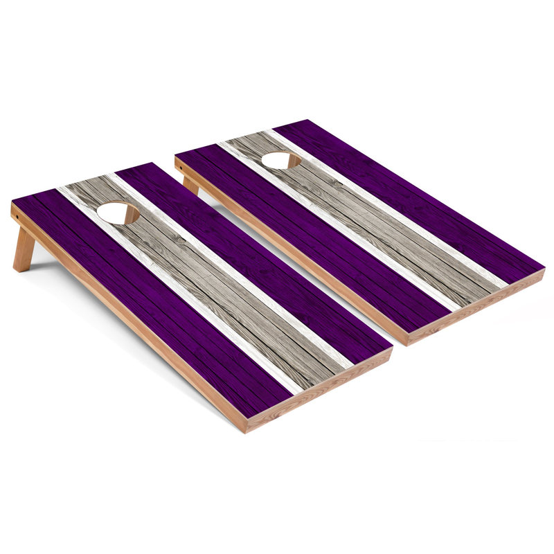 Panneaux de cornhole rayés avec étui et lumières, Mauve