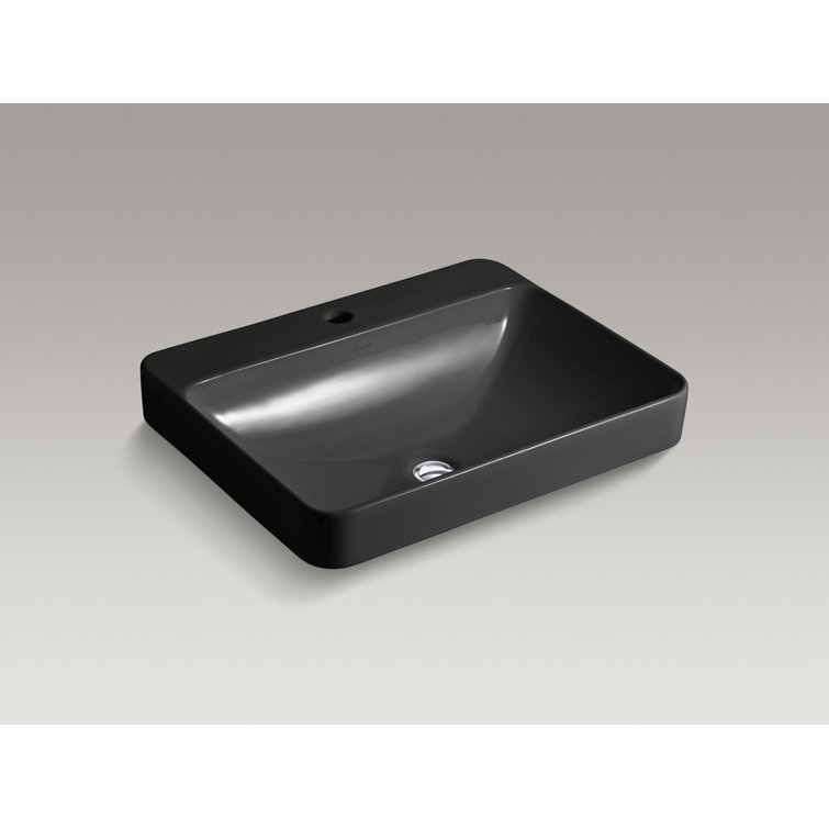 Vox® Vitreous China Rectangular Vessel Bathroom Sink with Overflow