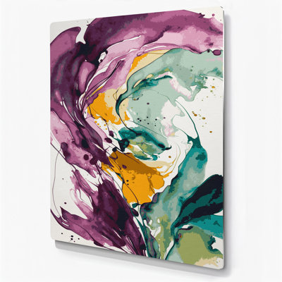 Aquarelle abstraite 72, art mural en métal beige