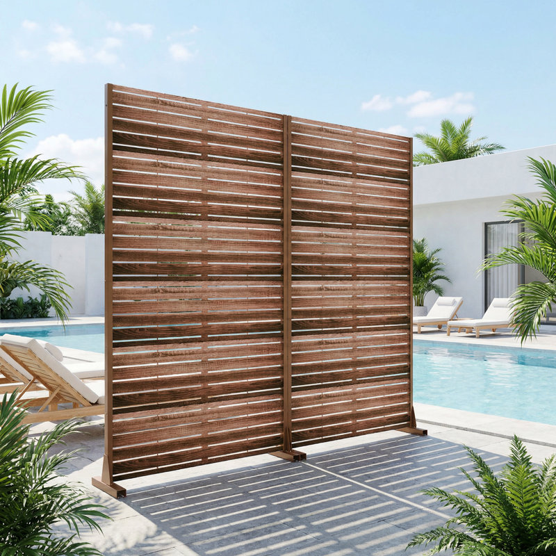Panneau de clôture d'extérieur en métal pour écran d'intimité, H 72 po x l 94 po x P 16 po, Bois naturel