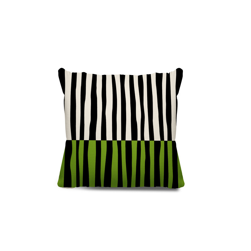 Coussin décoratif réversible intérieur / extérieur en polyester filé Humphrey, H 17 po x l 17 po, Chartreuse / blanc cassé