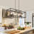 Jorinde 4-Light Modern Farmhouse Rectangle Black Metal  Chandelier with Seeded Glass Shade