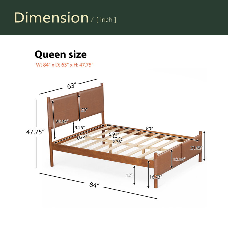 Grand lit avec tête de lit tapissier en cuir, structure en bois