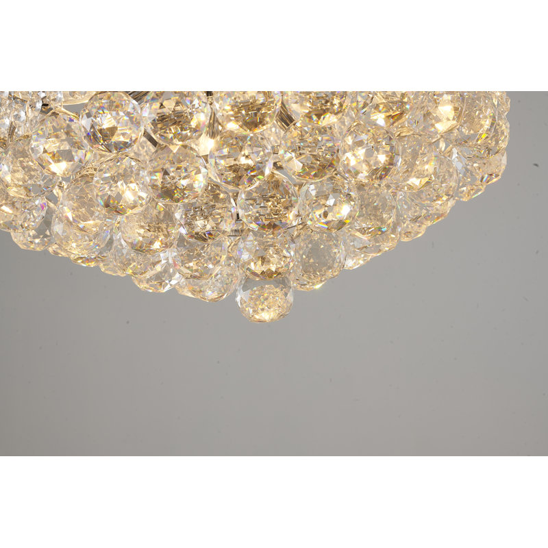 Plafonnier encastré chromé 8 lumières avec cristaux transparents Ortega