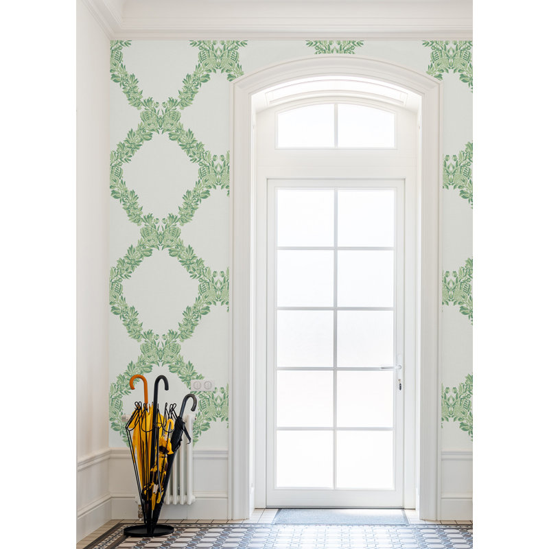 Wreath Vinyl Peel & Stick Wallpaper Double Roll, Jade