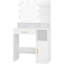 Dressing Table with Mirror and 10 LED Lights, Makeup Vanity with 3 Shelves & 4 Open Compartments, Large Drawer & Cabinet, Adjustable Lighting Brightness-2058922781