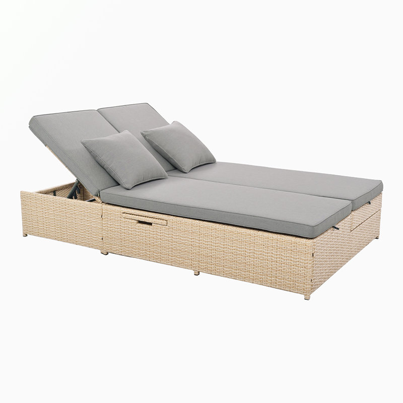 77.94'' Wide Patio Daybed with Cushions, Brown