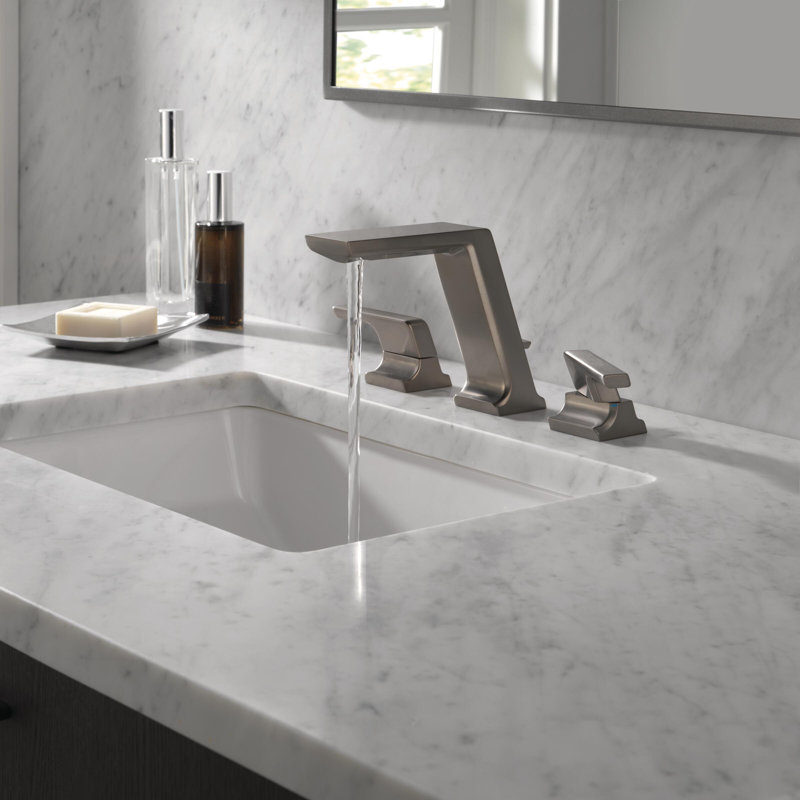 Pivotal Widespread Bathroom Faucet with Drain Assembly, Lumicoat Black Stainless