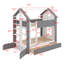 Lit de maison moderne avec tiroirs de rangement, tablettes et conception compacte-386572796