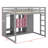 Full-Size Elevated Loft Bed With Closet, Racks, And Drawer Unit-1833114283