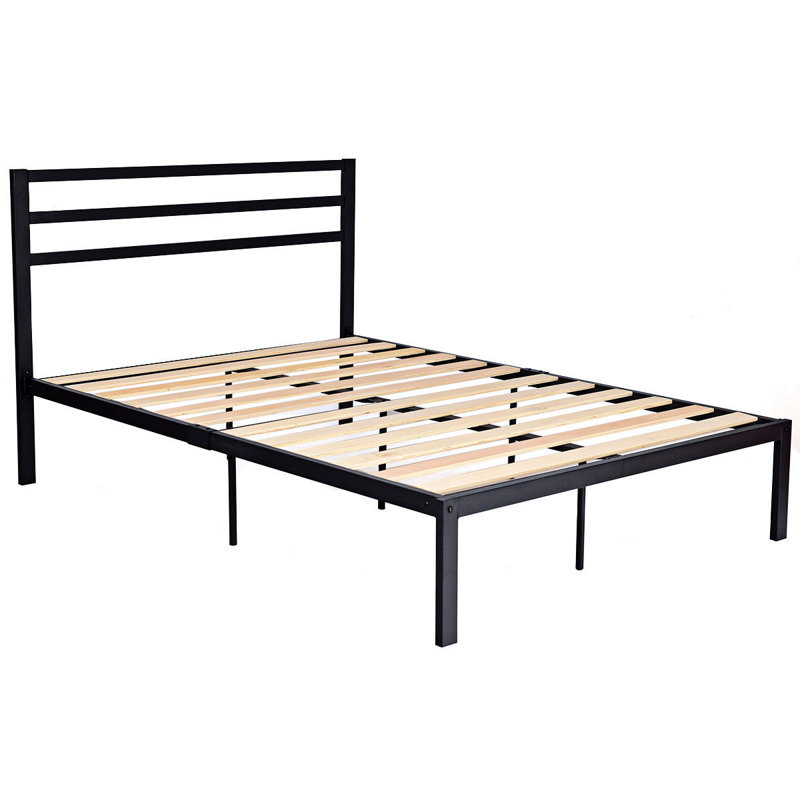 Metal Slat Bed, Black, Queen