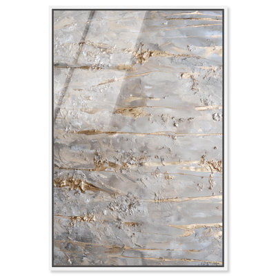 Harvest Gleam (2) Framed High-Gloss Acrylic Glass Wall Art Elegant Gold Abstract by Art Remedy, White Frame, 20 x 30