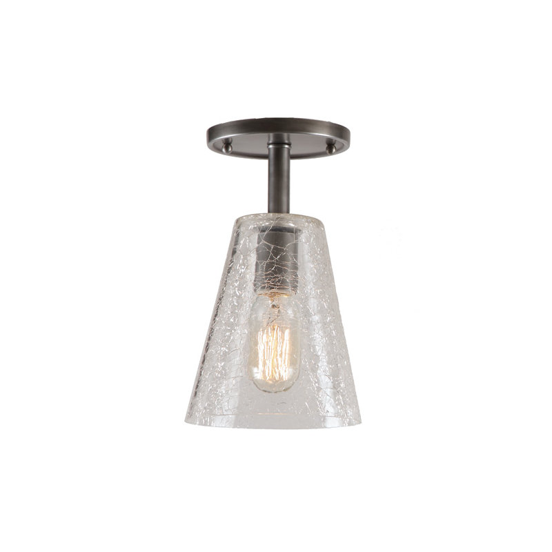 Baptiste Glass Semi Flush Mount, Gun Metal, 12" H x 7.5" W