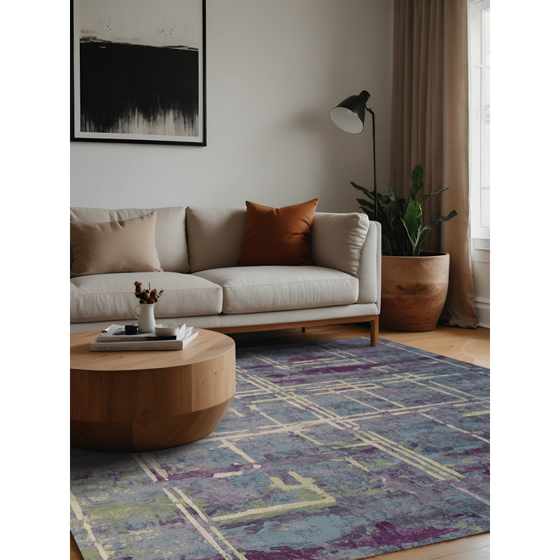 Tapis gris lavable à la machine, Carré 6 pi