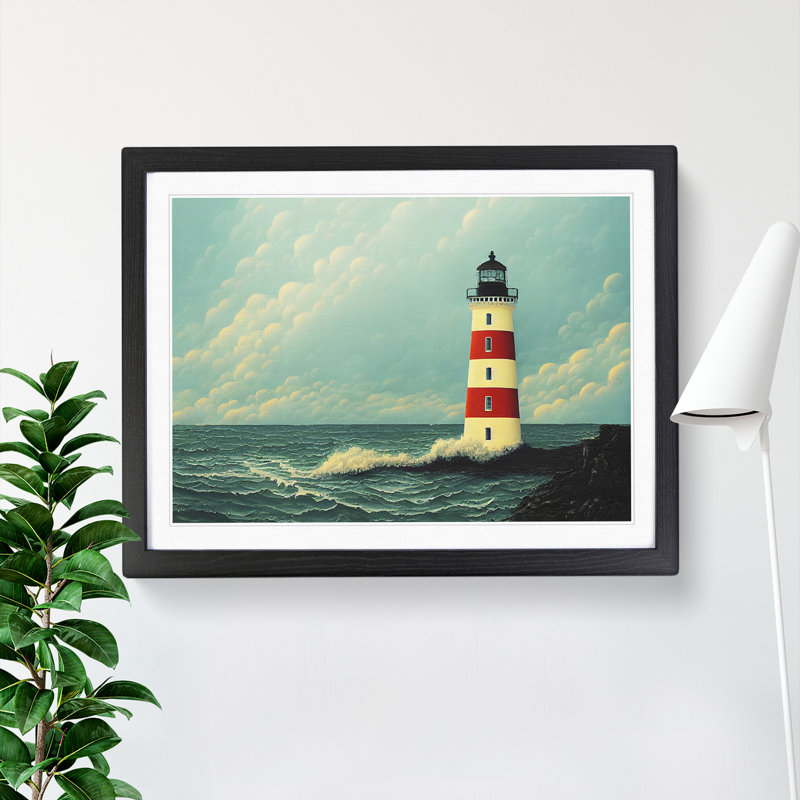 Imaginative Lighthouse - Single Picture Frame Print, Black, 34cm H x 46cm W x 2cm D
