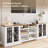 Extra Large Sideboard Buffet Cabinet With Storage, 94.5" W Farmhouse Kitchen Coffee Bar With Glass Doors & Open Shelves, Wood Side Board Storage Cabinet For Living Room, White