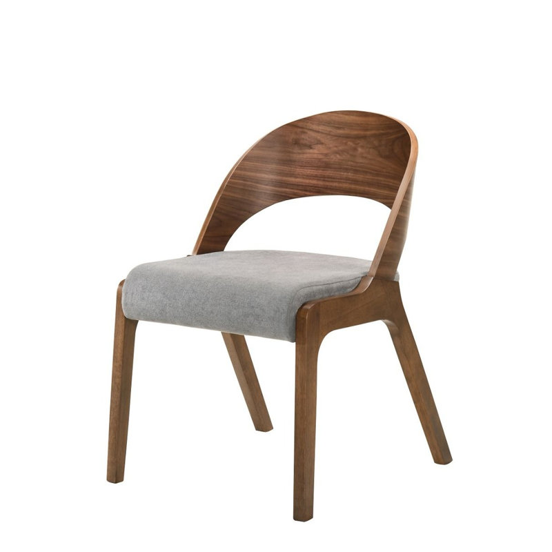 Ensemble de deux chaises de salle à manger modernes en tissu noyer gris
