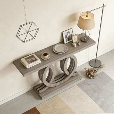 Farmhouse Hallway Sofa Table With Geometric Base