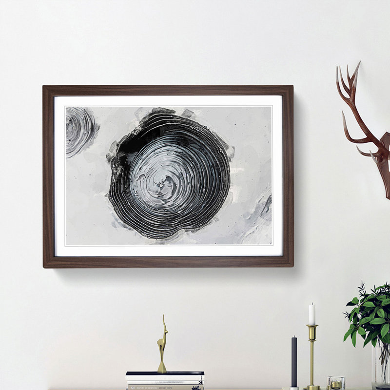 Circle over in Abstracto - Picture Frame Graphic Art Print, 48cm H x 65cm W x 2cm D, Walnut Framed