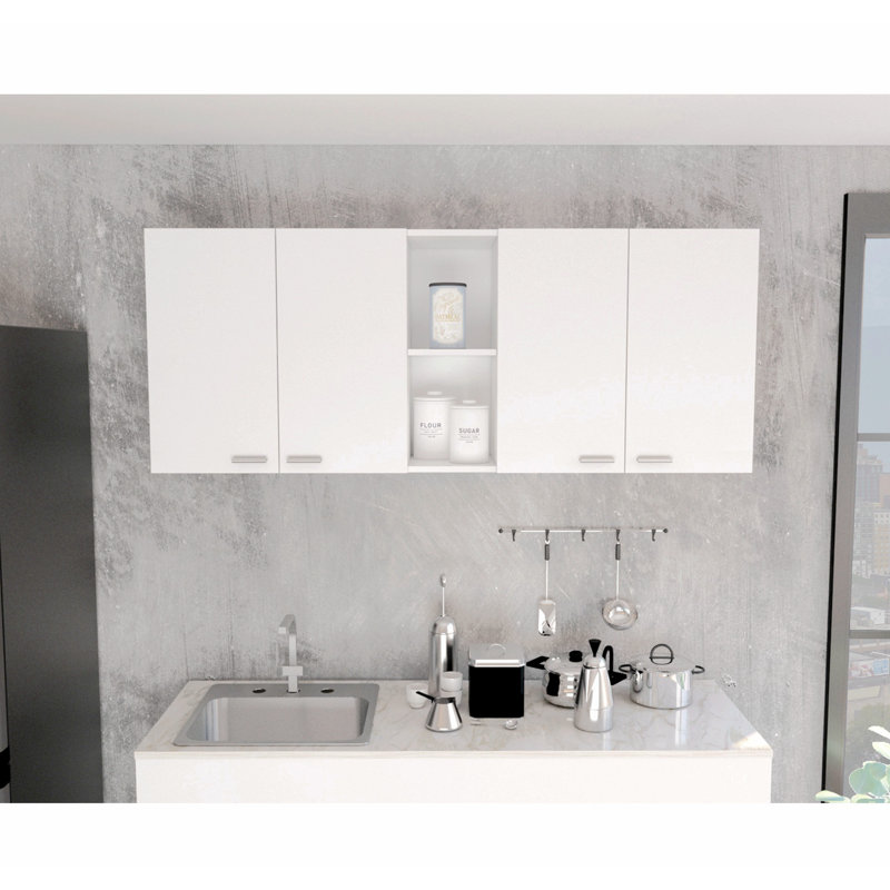 Armoire murale moderne à deux portes - H 23,93 po x l 12,71 po x P 59,36 po, Blanc