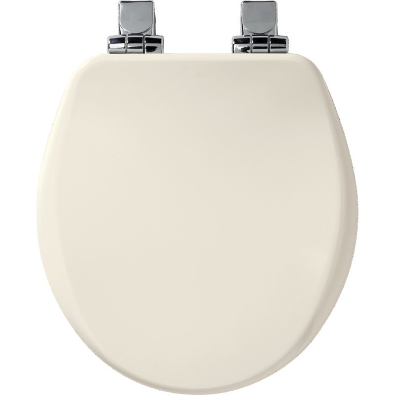 Siège de toilette rond en bois Alesio, Noir, Chrome