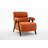  Mid Century Modern Accent Chair – Solid Wood Frame, Tufted Orange Polyester Upholstery with Thick Cushion