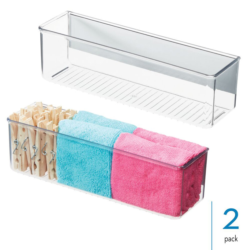 Ensemble de 2 bacs de rangement magnétiques pour rangement pour salle de lavage iDesign - Transparent