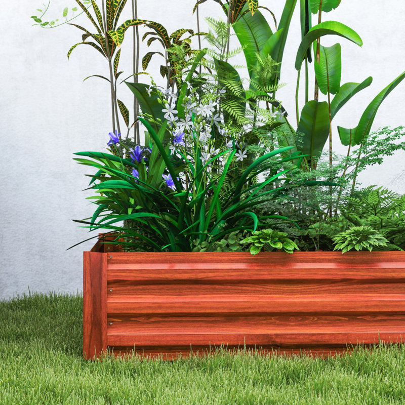 Metal Planter Box, 2 Piece Galvanized Raised Garden Bed For Growing Plant