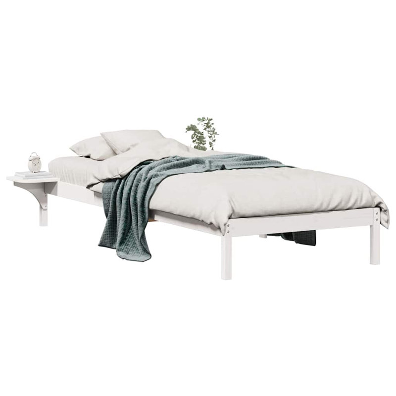 Solid Wood Bed, European Double (80 x 210 cm), White