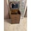Bureau de coiffeuse 3 en 1 avec miroir rabattable et tabouret de rangement (noyer)