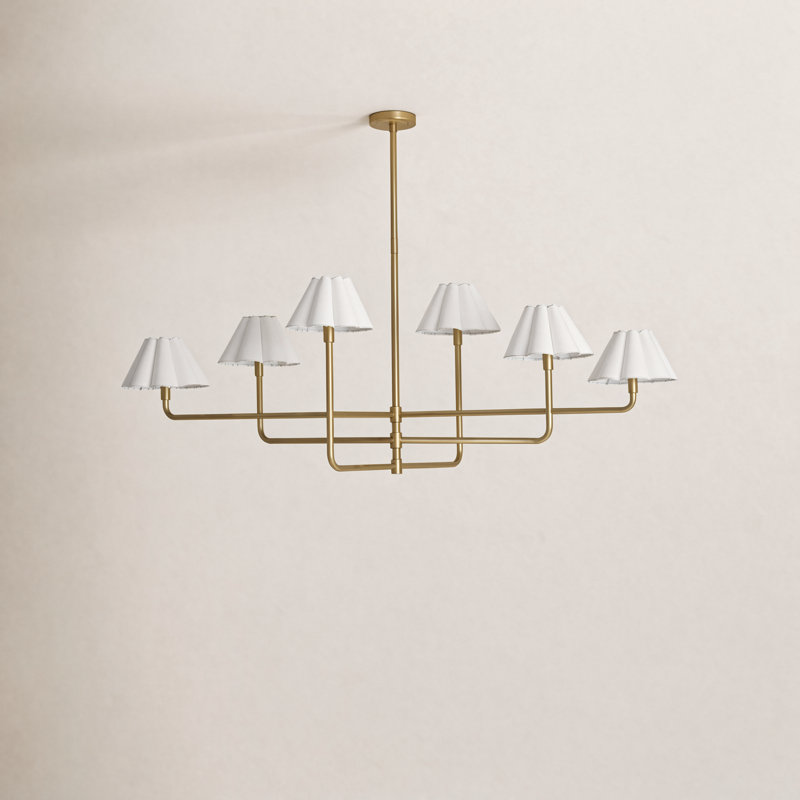 Polly 6-Light Chandelier, Natural Brass, White