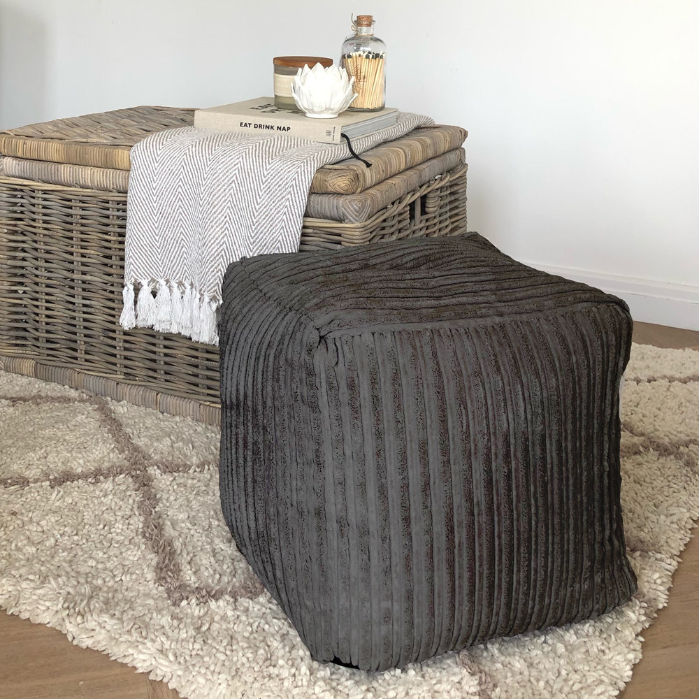 rucomfy Beanbags Corduroy Cube Footstool Bean Bag. Home Decor Accessories for Living Room, Lounge and Bedroom. Modern Furniture Square Pouffe. Machine