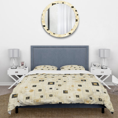 Ensemble de housse de couette beige Midcentury Geometric Shapes - Midcentury