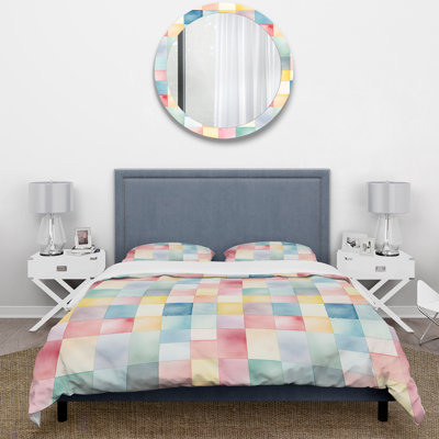 Serene Watercolor I - Patchwork Duvet Cover Set - Microfiber Polyester
